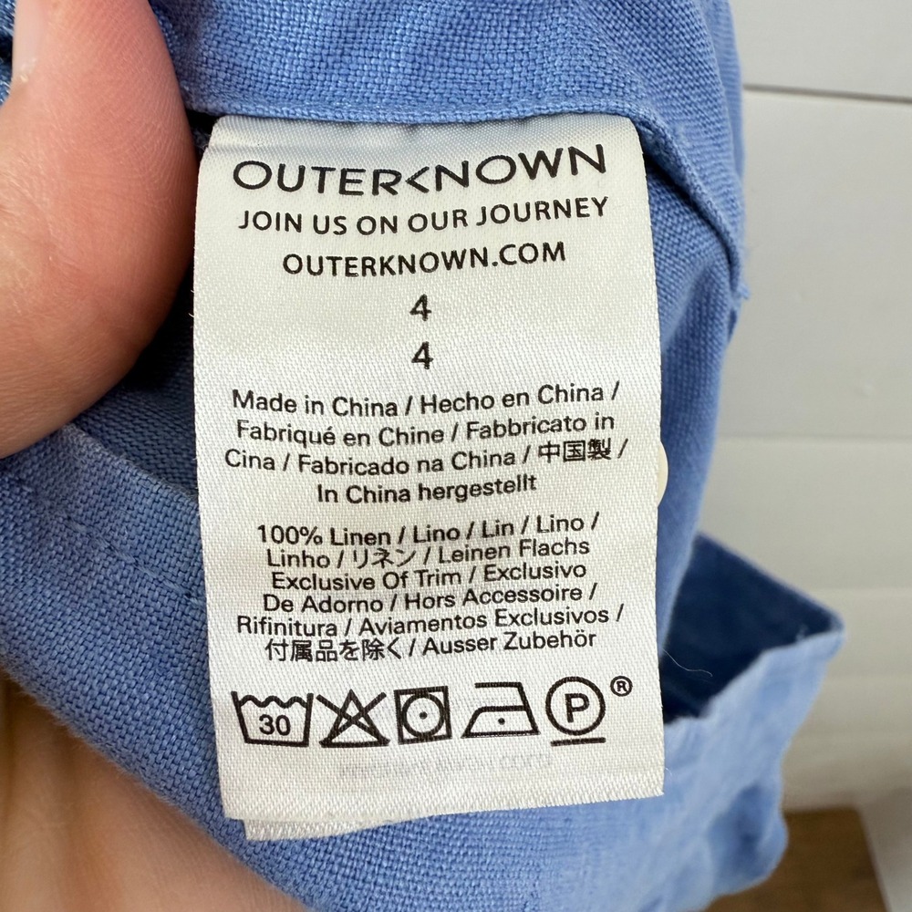 Outerknown ECLIPSE PLEATED Linen Wide Leg Pants Sailor Button Coastal‎ WOMEN 4 - Picture 11 of 13